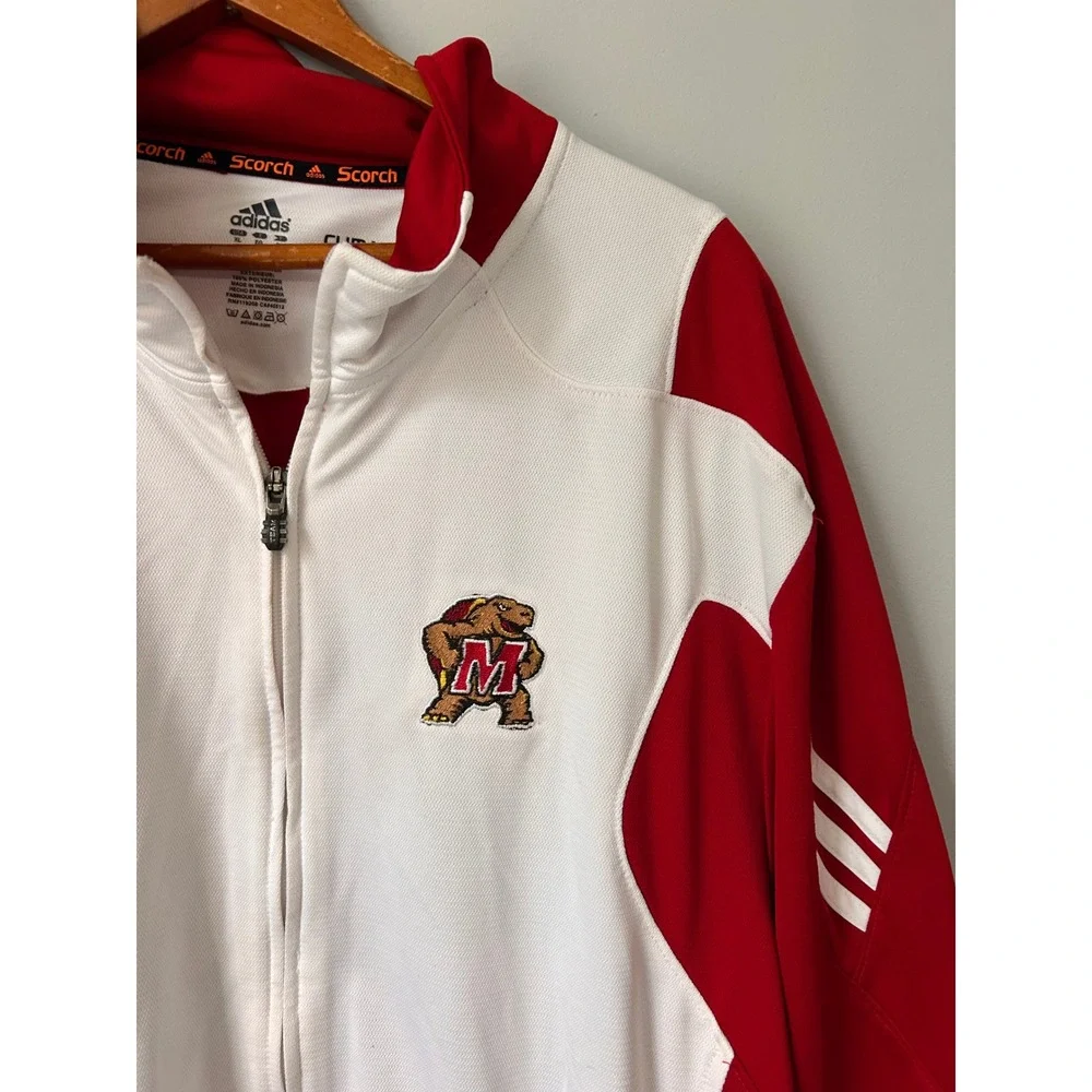 Adidas Men XL Morningside Mustangs Climalite Track Jacket Red White Full Zip